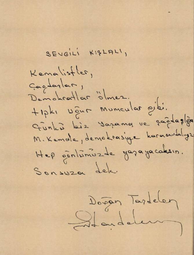 Ahmet Taner Kışlalı'nın ölümünün 23. yılı: Dönemin siyasilerinin el yazılarıyla Kışlalı mesajları 4